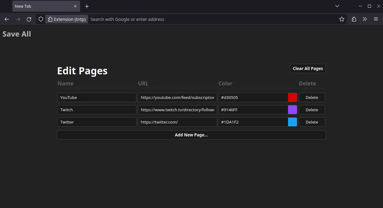 TNTP edit screen